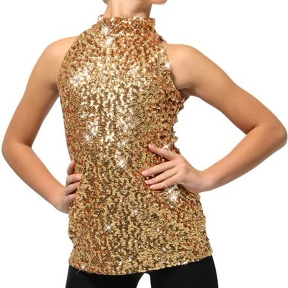 Alexandra Collection Alexandra GOLD Youth Mock Neck Tank Sz10 NWOT Taylor swift - Picture 2 of 5